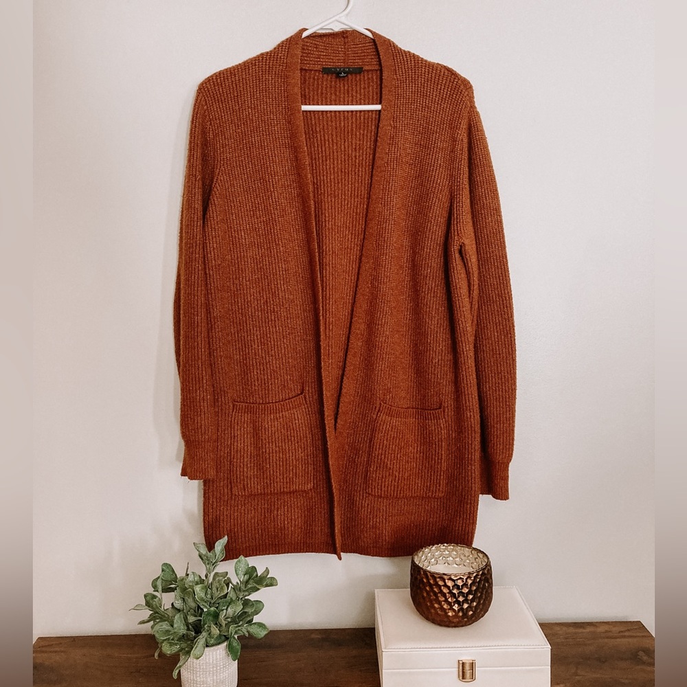 Cyrus, Minimalist Cardigan in Rust, Medium
